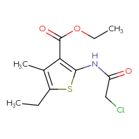 Chemical structure of ethyl 2-(2-chloroacetamido)-5-ethyl-4-methylthiophene-3-carboxylate - CSSB00000682477