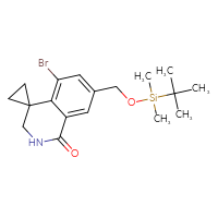 Chemical structure of 5'-bromo-7'-{[(tert-butyldimethylsilyl)oxy]methyl}-2',3'-dihydro-1'H-spiro[cyclopropane-1,4'-isoquinolin]-1'-one - CSSB20621662646