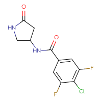 Chemical structure of 4-chloro-3,5-difluoro-N-(5-oxopyrrolidin-3-yl)benzamide - CSSB06494942217