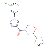 Chemical structure of 4-[1-(3-chlorophenyl)-1H-1,2,3-triazole-4-carbonyl]-2-(1,3-thiazol-2-yl)morpholine - CSSS00027580967