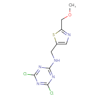 Chemical structure of 4,6-dichloro-N-{[2-(methoxymethyl)-1,3-thiazol-5-yl]methyl}-1,3,5-triazin-2-amine - CSSB14907587151