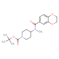 Chemical structure of tert-butyl 4-(N-methyl-2,3-dihydro-1,4-benzodioxine-6-amido)piperidine-1-carboxylate - CSSB00106269040