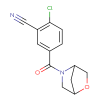 Chemical structure of 2-chloro-5-{2-oxa-5-azabicyclo[2.2.1]heptane-5-carbonyl}benzonitrile - CSSB06474383881