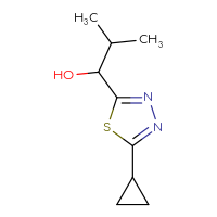 Chemical structure of 1-(5-cyclopropyl-1,3,4-thiadiazol-2-yl)-2-methylpropan-1-ol - CSSB02127880767