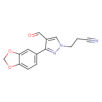 Chemical structure of 3-[3-(2H-1,3-benzodioxol-5-yl)-4-formyl-1H-pyrazol-1-yl]propanenitrile - CSSB00000688067