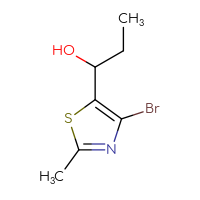 Chemical structure of 1-(4-bromo-2-methyl-1,3-thiazol-5-yl)propan-1-ol - CSSB20636250781
