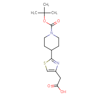 Chemical structure of 2-(2-{1-[(tert-butoxy)carbonyl]piperidin-4-yl}-1,3-thiazol-4-yl)acetic acid - CSSB00037752973