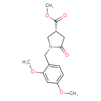 Chemical structure of methyl (3R)-1-[(2,4-dimethoxyphenyl)methyl]-5-oxopyrrolidine-3-carboxylate - CSSB06256047882