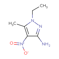 Chemical structure of 1-ethyl-5-methyl-4-nitro-1H-pyrazol-3-amine - CSSB00000106821