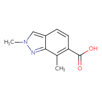 Chemical structure of 2,7-dimethyl-2H-indazole-6-carboxylic acid - CSSB00020787611