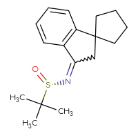 Chemical structure of (S)-N-{2',3'-dihydrospiro[cyclopentane-1,1'-inden]-3'-ylidene}-2-methylpropane-2-sulfinamide - CSSB21332857551