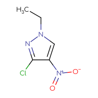 Chemical structure of 3-chloro-1-ethyl-4-nitro-1H-pyrazole - CSSB02495425329