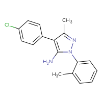 Chemical structure of 4-(4-chlorophenyl)-3-methyl-1-(2-methylphenyl)-1H-pyrazol-5-amine - CSSB00025734583