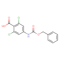 Chemical structure of 4-{[(benzyloxy)carbonyl]amino}-2,6-dichlorobenzoic acid - CSSB02126358998