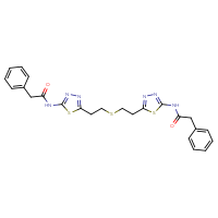 Chemical structure of 2-phenyl-N-{5-[2-({2-[5-(2-phenylacetamido)-1,3,4-thiadiazol-2-yl]ethyl}sulfanyl)ethyl]-1,3,4-thiadiazol-2-yl}acetamide - CSSB00102421684