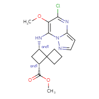 Chemical structure of rac-methyl (1R,3S)-3-({5-chloro-6-methoxypyrazolo[1,5-a]pyrimidin-7-yl}amino)spiro[3.3]heptane-1-carboxylate - CSSS21427056725