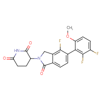 Chemical structure of 3-[5-(2,3-difluoro-6-methoxyphenyl)-4-fluoro-1-oxo-2,3-dihydro-1H-isoindol-2-yl]piperidine-2,6-dione - CSSB21453421590