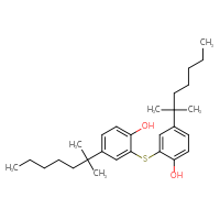 Chemical structure of 2-{[2-hydroxy-5-(2-methylheptan-2-yl)phenyl]sulfanyl}-4-(2-methylheptan-2-yl)phenol - CSSB00103168565