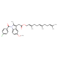 Chemical structure of (2E,6E)-3,7,11-trimethyldodeca-2,6,10-trien-1-yl 2-[1-(4-chlorobenzoyl)-5-methoxy-2-methyl-1H-indol-3-yl]acetate - CSSB00016993174