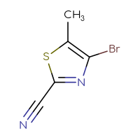 Chemical structure of 4-bromo-5-methyl-1,3-thiazole-2-carbonitrile - CSSB00021605686