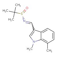 Chemical structure of (S)-N-[(1,7-dimethyl-1H-indol-3-yl)methylidene]-2-methylpropane-2-sulfinamide - CSSB21332857492