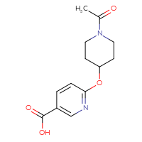 Chemical structure of 6-[(1-acetylpiperidin-4-yl)oxy]pyridine-3-carboxylic acid - CSSB20504313920