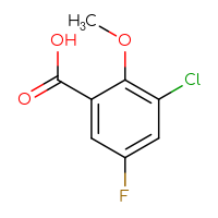 Chemical structure of 3-chloro-5-fluoro-2-methoxybenzoic acid - CSSB00010391465