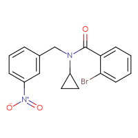 Chemical structure of 2-bromo-N-cyclopropyl-N-[(3-nitrophenyl)methyl]benzamide - CSSB00231566439