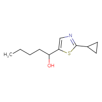 Chemical structure of 1-(2-cyclopropyl-1,3-thiazol-5-yl)pentan-1-ol - CSSB00019250971