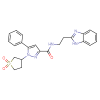 Chemical structure of N-[2-(1H-1,3-benzodiazol-2-yl)ethyl]-1-(1,1-dioxo-1λ⁶-thiolan-3-yl)-5-phenyl-1H-pyrazole-3-carboxamide - CSSB00160873276