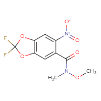 Chemical structure of 2,2-difluoro-N-methoxy-N-methyl-6-nitro-2H-1,3-benzodioxole-5-carboxamide - CSSB06892600384
