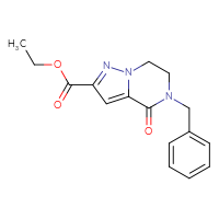 Chemical structure of ethyl 5-benzyl-4-oxo-4H,5H,6H,7H-pyrazolo[1,5-a]pyrazine-2-carboxylate - CSSB00010233913