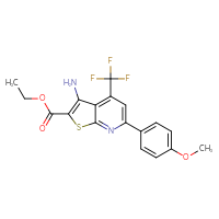 Chemical structure of ethyl 3-amino-6-(4-methoxyphenyl)-4-(trifluoromethyl)thieno[2,3-b]pyridine-2-carboxylate - CSSB00102655206