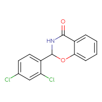 Chemical structure of 2-(2,4-dichlorophenyl)-3,4-dihydro-2H-1,3-benzoxazin-4-one - CSSB00121710721