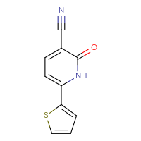 Chemical structure of 2-oxo-6-(thiophen-2-yl)-1,2-dihydropyridine-3-carbonitrile - CSSB00000744922