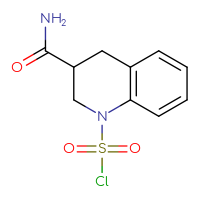 Chemical structure of 3-carbamoyl-1,2,3,4-tetrahydroquinoline-1-sulfonyl chloride - CSSB21224764063