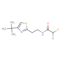 Chemical structure of N-[2-(4-tert-butyl-1,3-thiazol-2-yl)ethyl]-2-chloro-2-fluoroacetamide - CSSB21332170056
