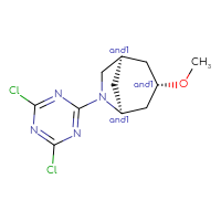 Chemical structure of rac-(1R,3S,5S)-6-(4,6-dichloro-1,3,5-triazin-2-yl)-3-methoxy-6-azabicyclo[3.2.1]octane - CSSB21282195273