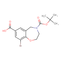 Chemical structure of 9-bromo-4-[(tert-butoxy)carbonyl]-2,3,4,5-tetrahydro-1,4-benzoxazepine-7-carboxylic acid - CSSB00102861613