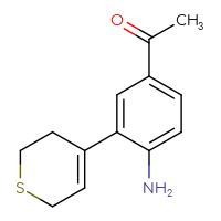 Chemical structure of 1-[4-amino-3-(3,6-dihydro-2H-thiopyran-4-yl)phenyl]ethan-1-one - CSSB06584054757