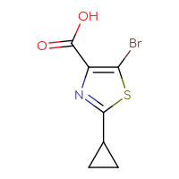 Chemical structure of 5-bromo-2-cyclopropyl-1,3-thiazole-4-carboxylic acid - CSSB00021383722