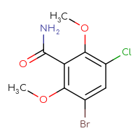 Chemical structure of 3-bromo-5-chloro-2,6-dimethoxybenzamide - CSSB00009814612