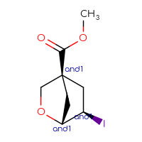 Chemical structure of rac-methyl (1R,4R,6R)-6-iodo-2-oxabicyclo[2.2.1]heptane-4-carboxylate - CSSB20621780694