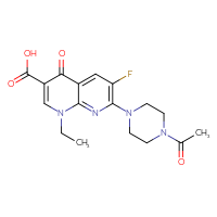 Chemical structure of 7-(4-acetylpiperazin-1-yl)-1-ethyl-6-fluoro-4-oxo-1,4-dihydro-1,8-naphthyridine-3-carboxylic acid - CSSB00102620998
