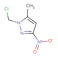 Chemical structure of 1-(chloromethyl)-5-methyl-3-nitro-1H-pyrazole - CSSB00000084378