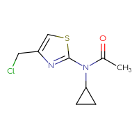 Chemical structure of N-[4-(chloromethyl)-1,3-thiazol-2-yl]-N-cyclopropylacetamide - CSSB00000054228