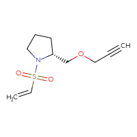 Chemical structure of (2R)-1-(ethenesulfonyl)-2-[(prop-2-yn-1-yloxy)methyl]pyrrolidine - CSMB02136517882