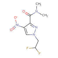 Chemical structure of 1-(2,2-difluoroethyl)-N,N-dimethyl-4-nitro-1H-pyrazole-3-carboxamide - CSSB01046928979
