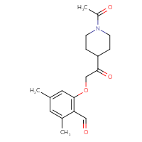 Chemical structure of 2-[2-(1-acetylpiperidin-4-yl)-2-oxoethoxy]-4,6-dimethylbenzaldehyde - CSSB21349242067