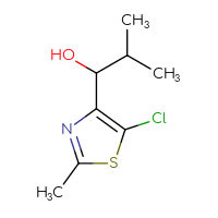 Chemical structure of 1-(5-chloro-2-methyl-1,3-thiazol-4-yl)-2-methylpropan-1-ol - CSSB20679457746